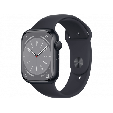 Apple Watch Series 8 GPS, Boîtier en aluminium minuit 45mm avec bracelet sport S/M minuit