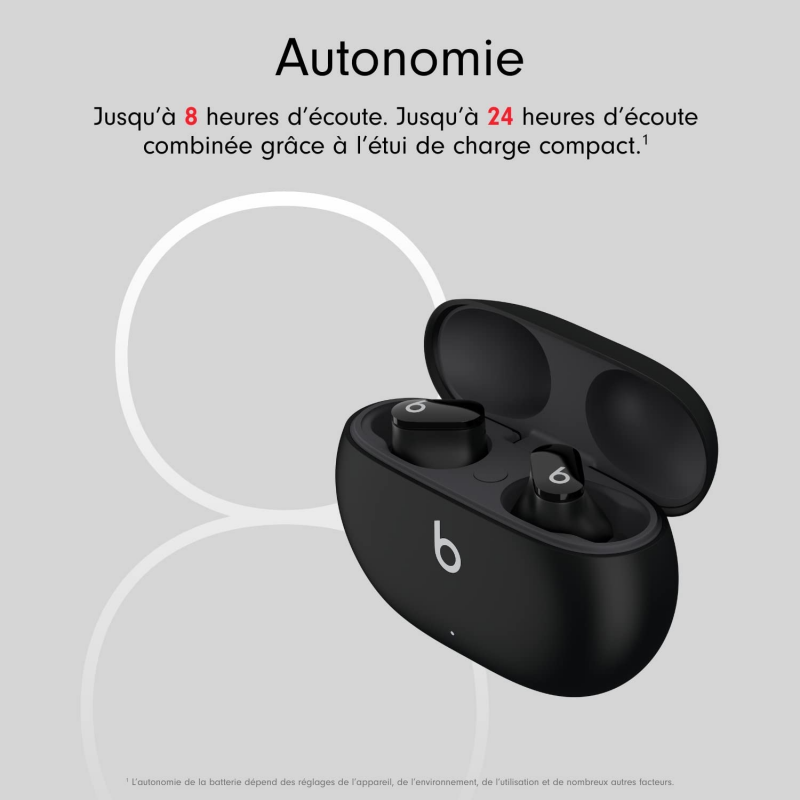 Beats Studio Buds - Écouteurs Totalement sans Fil avec réduction du Bruit - compatibles avec Les appareils Apple et Android - Noir