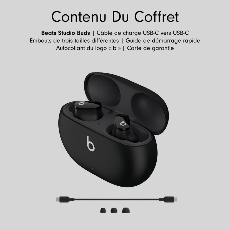 Beats Studio Buds - Écouteurs Totalement sans Fil avec réduction du Bruit - compatibles avec Les appareils Apple et Android - Noir