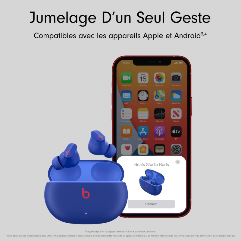 Beats Studio Buds - Écouteurs Totalement sans Fil avec réduction du Bruit - compatibles avec Les appareils Apple et Android - Bleu océan