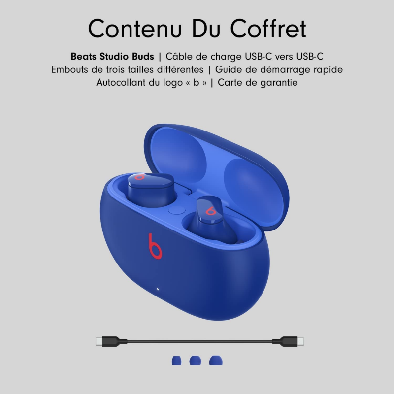 Beats Studio Buds - Écouteurs Totalement sans Fil avec réduction du Bruit - compatibles avec Les appareils Apple et Android - Bleu océan