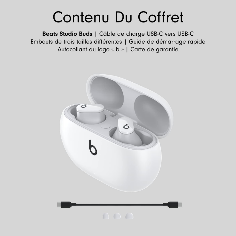 Beats Studio Buds - Écouteurs Totalement sans Fil avec réduction du Bruit - compatibles avec Les appareils Apple et Android - Blanc