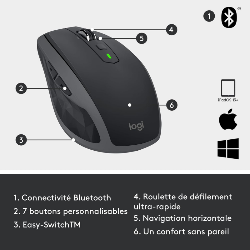 Logitech MX Anywhere 2S Souris sans Fil - Noir