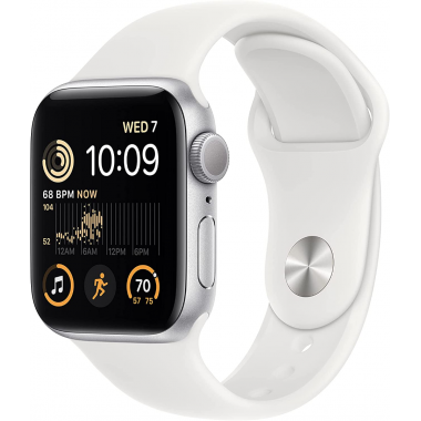 Apple Watch SE 2022 2e génération (GPS, 40 mm) - Boîtier en aluminium argenté avec bracelet sport blanc S/M