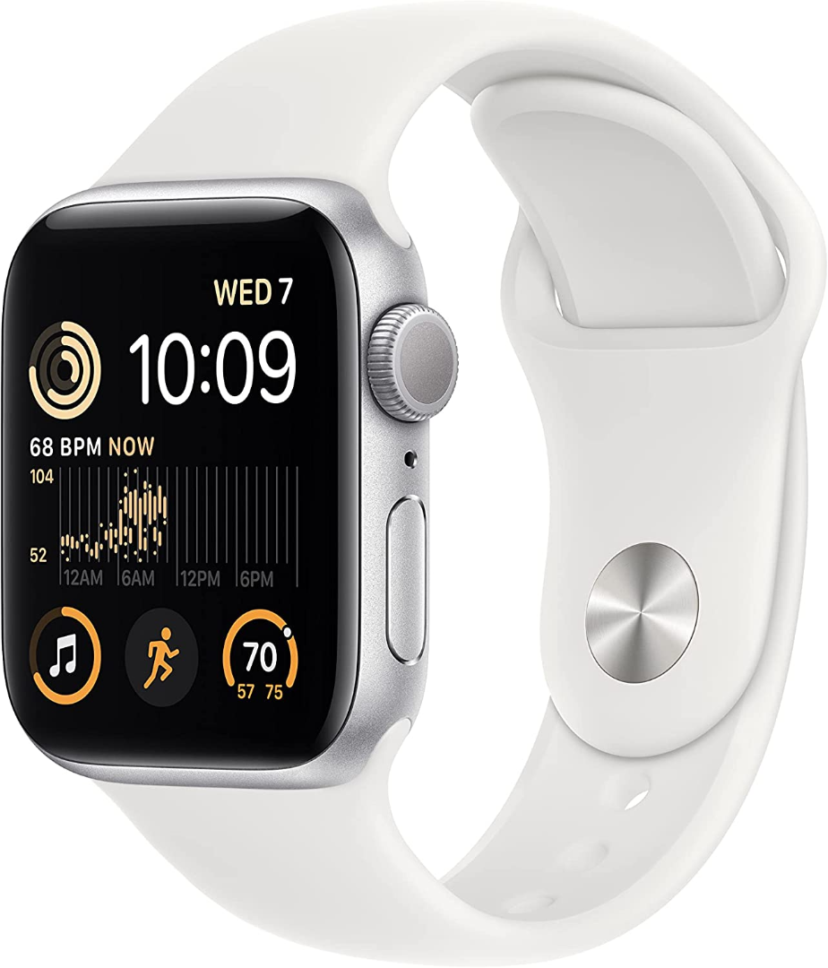 Apple Watch SE 2022 2e génération (GPS, 40 mm) - Boîtier en aluminium argenté avec bracelet sport blanc S/M Apple Watch SE 2022 2e génération (GPS, 40 mm) - Boîtier en aluminium argenté avec bracelet sport blanc S/M