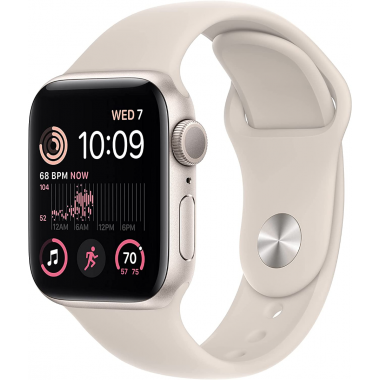 Apple Watch SE 2022 2e génération (GPS, 40 mm) - Boîtier en aluminium lumière stellaire avec bracelet sport M/L lumière stellaire