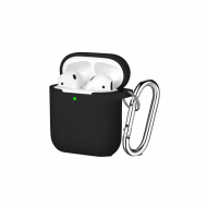 Étui en silicone liquide pour Apple AirPods - Noir avec porte-clés