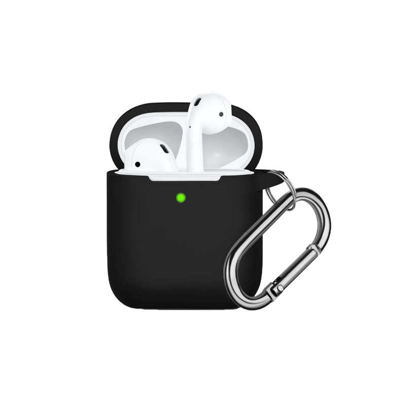 Étui en silicone liquide pour Apple AirPods - Noir avec porte-clés