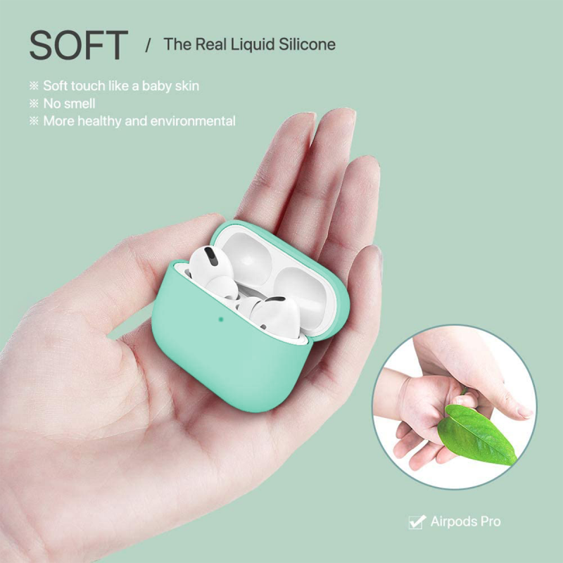 Coque en silicone liquide pour AirPods Pro Compatible avec Apple AirPods Pro - Menthe Verte